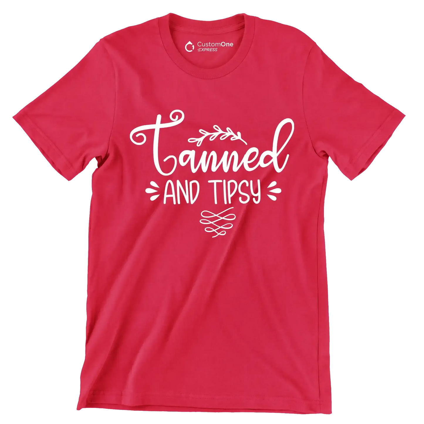 Tanned and tipsy - Sarcasm Themed T-Shirt-Red-S-Custom One Express