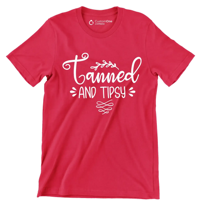 Tanned and tipsy - Sarcasm Themed T-Shirt-Red-S-Custom One Express