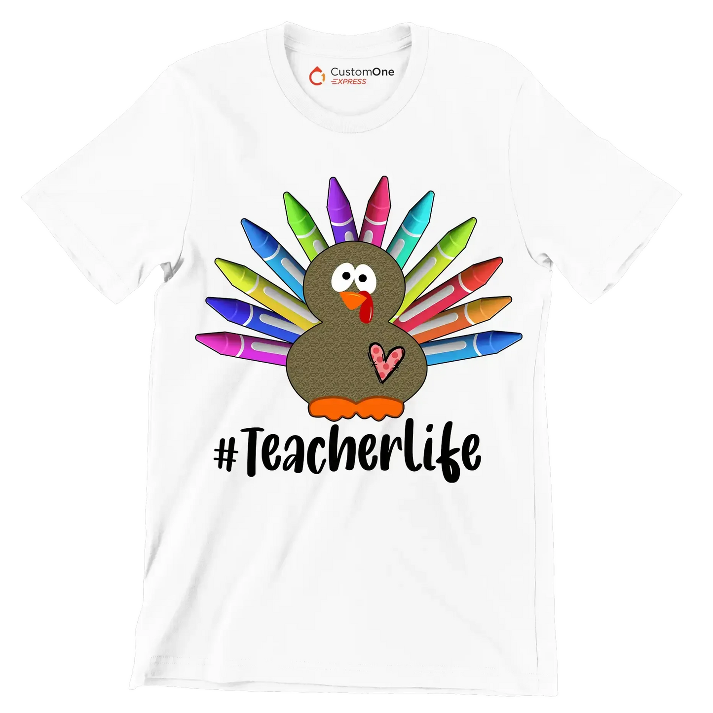 Teacherlife - Thanksgiving Themed T-Shirt-White-S-Custom One Express