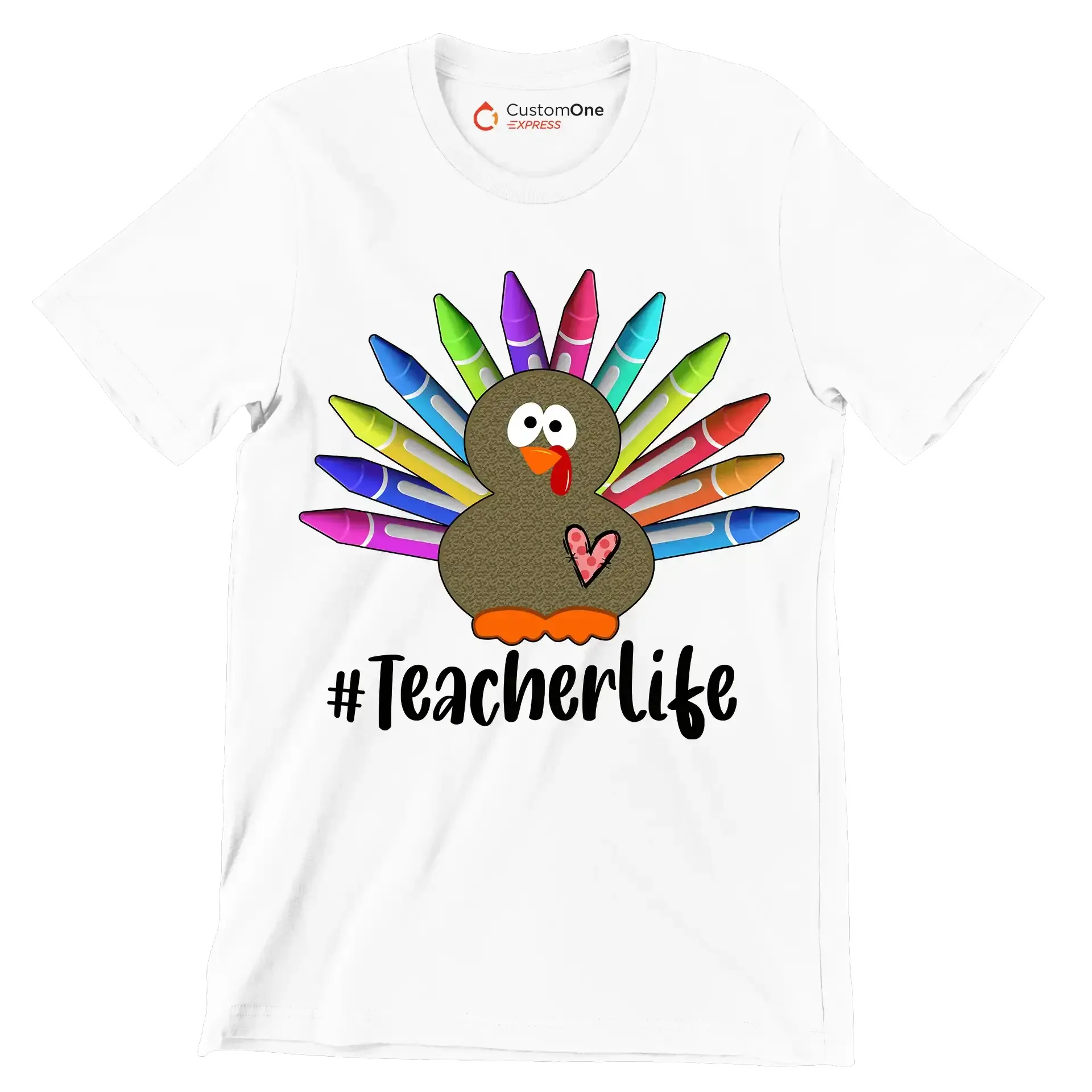 Teacherlife - Thanksgiving Themed T-Shirt-White-S-Custom One Express