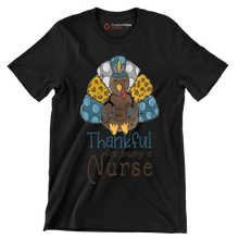 Thankful For Being A Nurse - Thanksgiving Themed T-Shirt-Black-S-Custom One Express