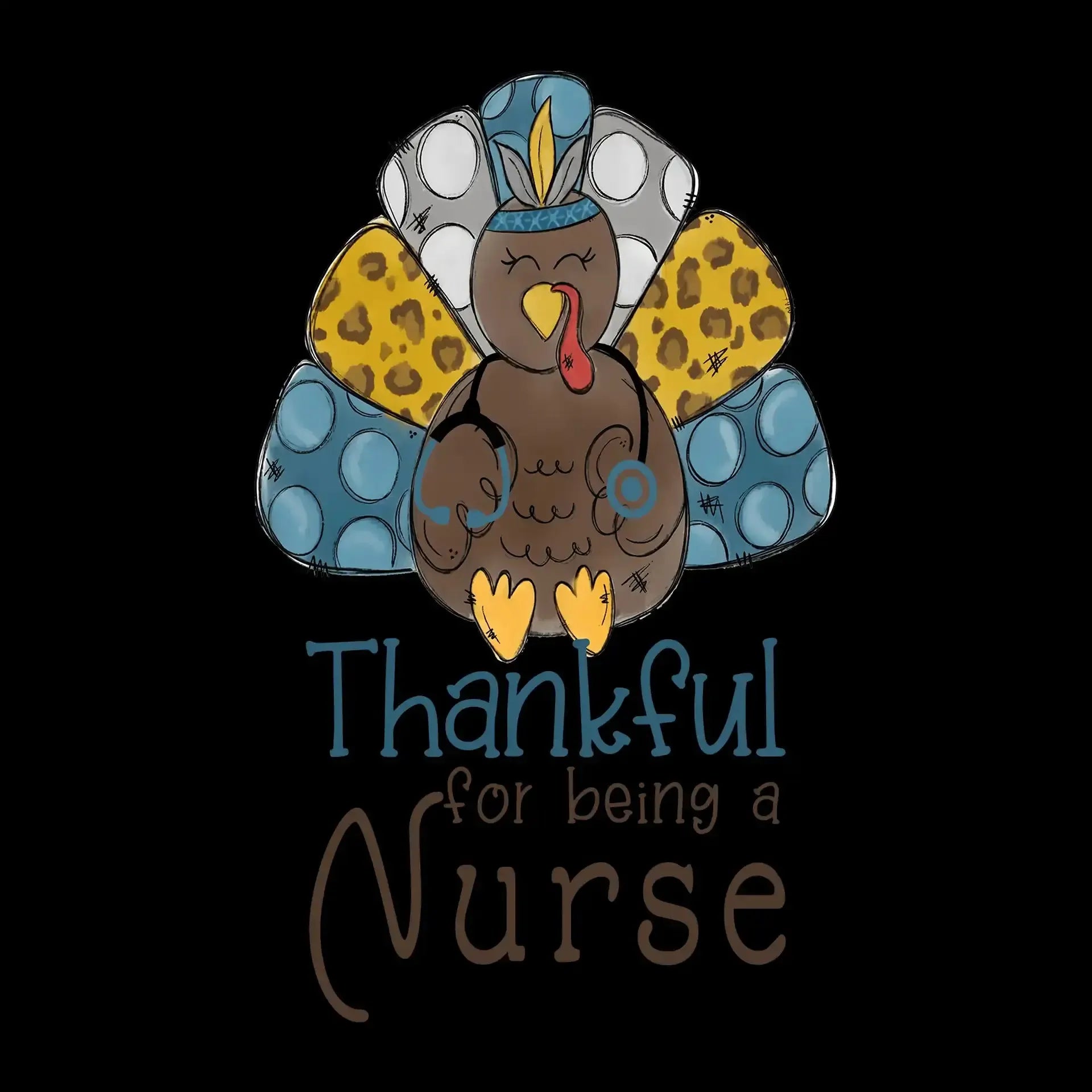 Thankful For Being A Nurse - Thanksgiving Themed T-Shirt-Black-S-Custom One Express
