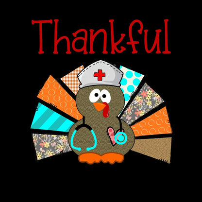 Thankful For Being A Nurse - Thanksgiving Themed T-Shirt-Black-S-Custom One Express