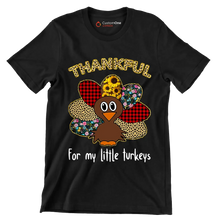 Thankful For My Little Turkeys - Thanksgiving Themed T-Shirt-Black-S-Custom One Express