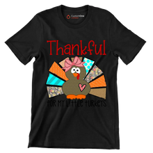 Thankful For My Little Turkeys - Thanksgiving Themed T-Shirt-Black-S-Custom One Express