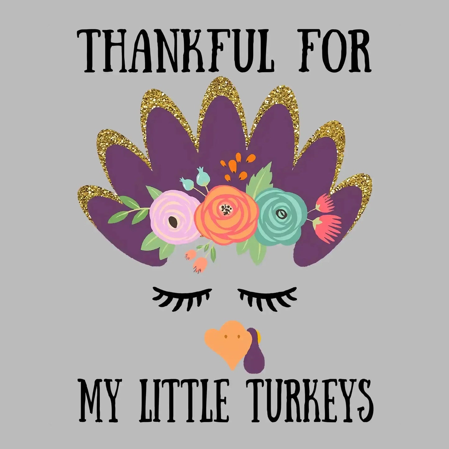 Thankful For My Little Turkeys - Thanksgiving Themed T-Shirt-Blue-S-Custom One Express
