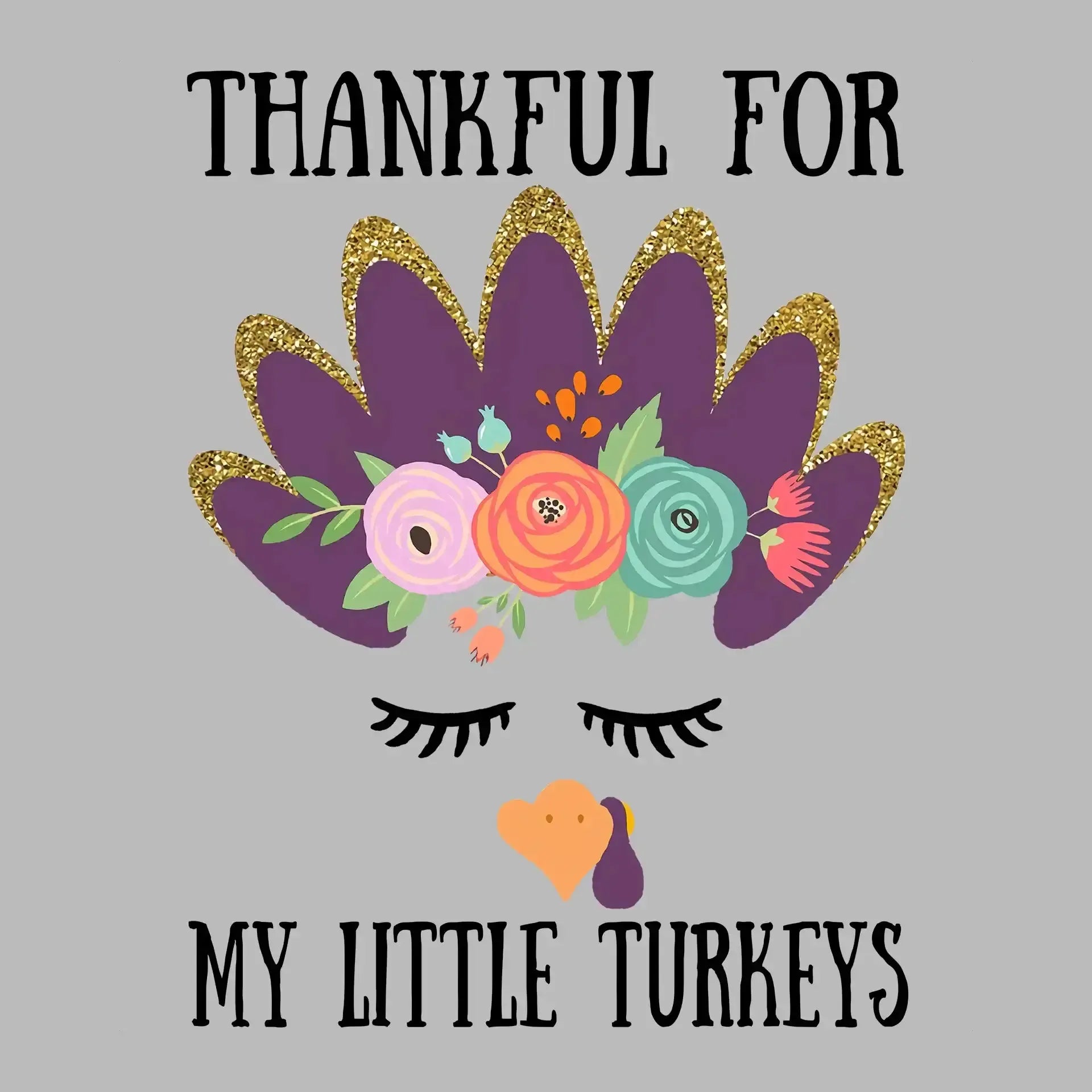 Thankful For My Little Turkeys - Thanksgiving Themed T-Shirt-Blue-S-Custom One Express