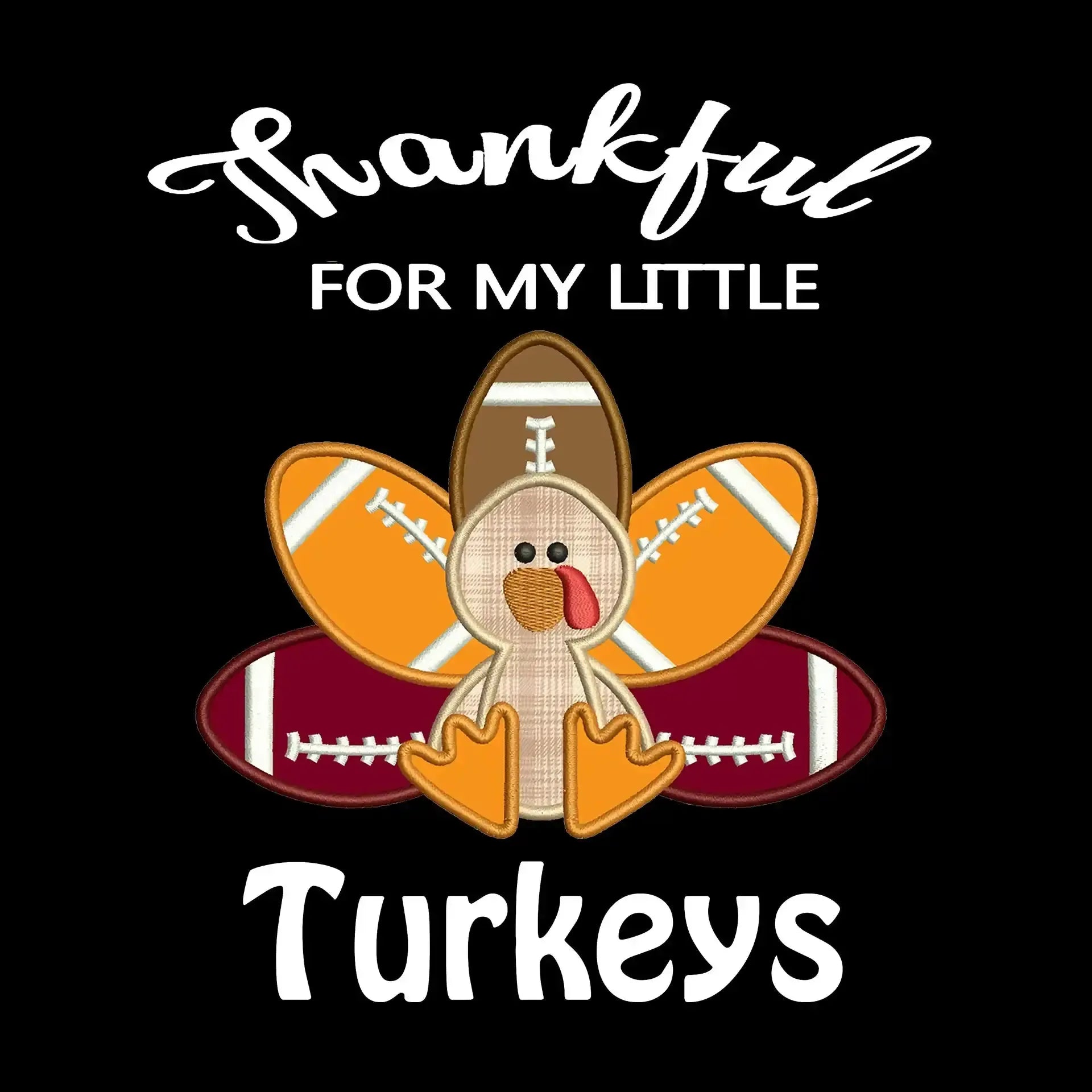 Thankful For My Little Turkeys - Thanksgiving Themed T-Shirt-Black-S-Custom One Express