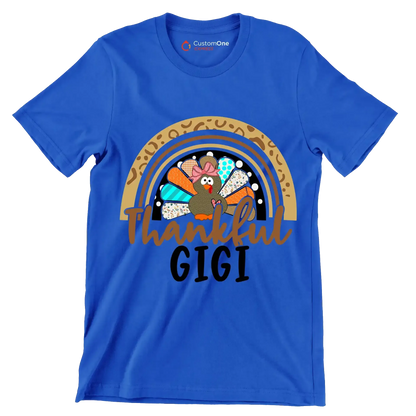 Thankful Gigi - Thanksgiving Themed T-Shirt-Blue-S-Custom One Express