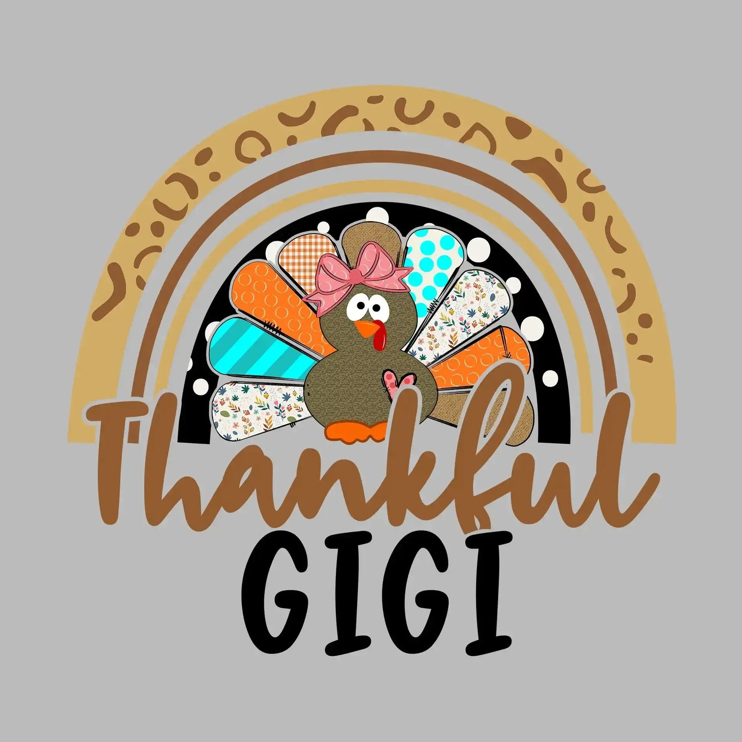 Thankful Gigi - Thanksgiving Themed T-Shirt-Blue-S-Custom One Express