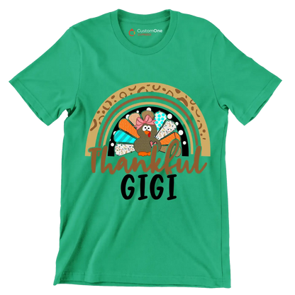 Thankful Gigi - Thanksgiving Themed T-Shirt-Green-S-Custom One Express