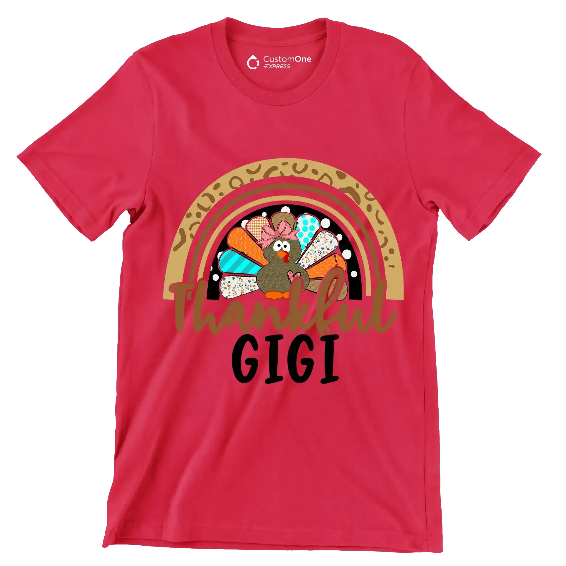 Thankful Gigi - Thanksgiving Themed T-Shirt-Red-S-Custom One Express