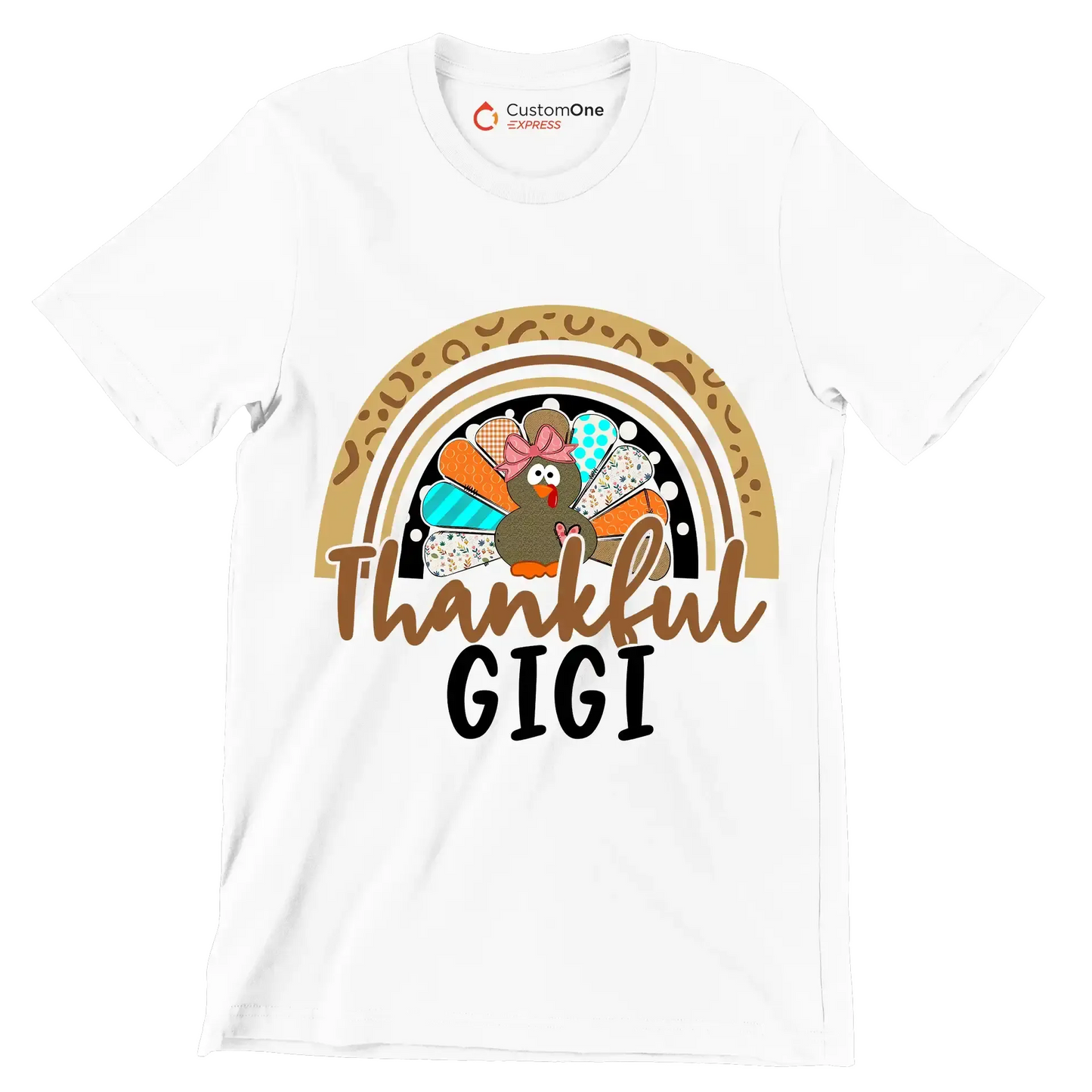 Thankful Gigi - Thanksgiving Themed T-Shirt-White-S-Custom One Express