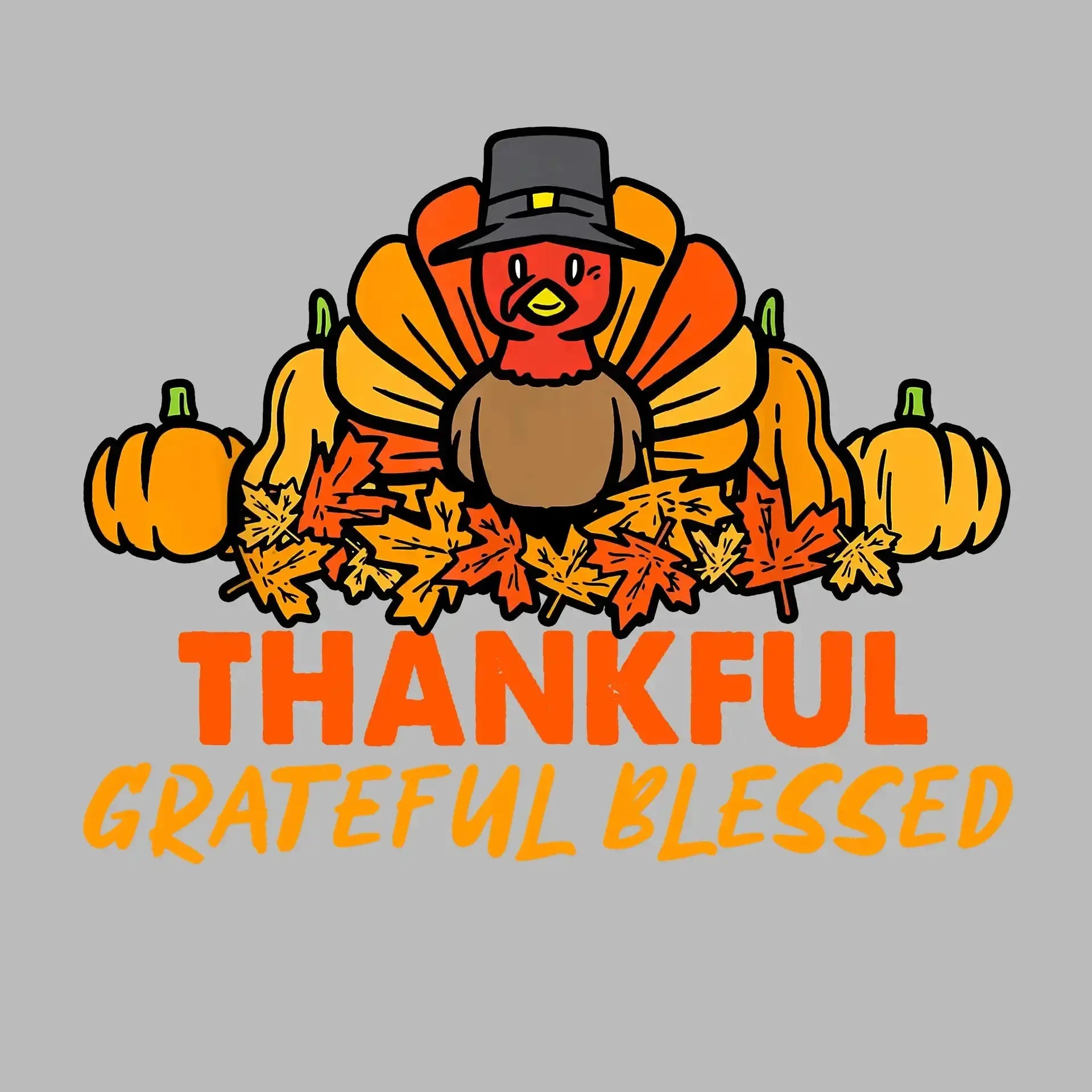 Thankful Grateful Blessed - Thanksgiving Themed T-Shirt-Black-S-Custom One Express