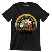 Thankful Mama - Thanksgiving Themed T-Shirt-Black-S-Custom One Express