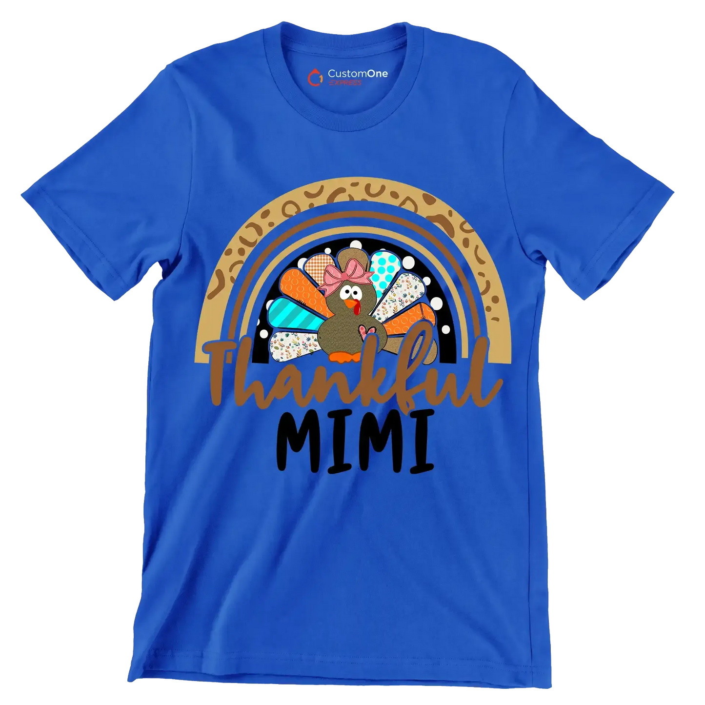Thankful Mimi - Thanksgiving Themed T-Shirt-Blue-S-Custom One Express