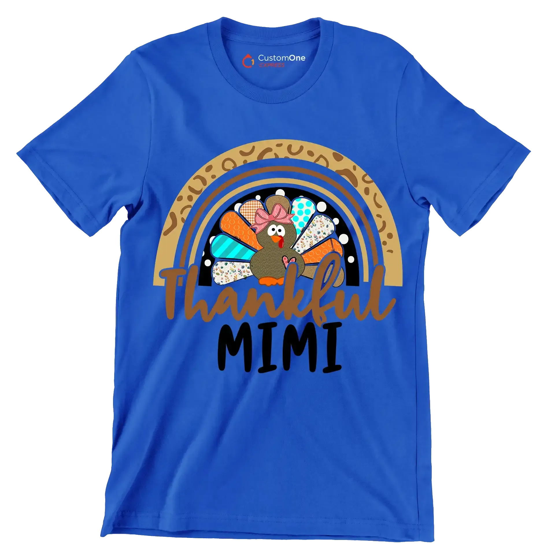 Thankful Mimi - Thanksgiving Themed T-Shirt-Blue-S-Custom One Express