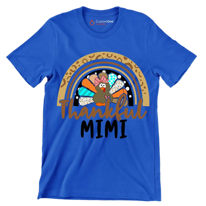 Thankful Mimi - Thanksgiving Themed T-Shirt-Blue-S-Custom One Express