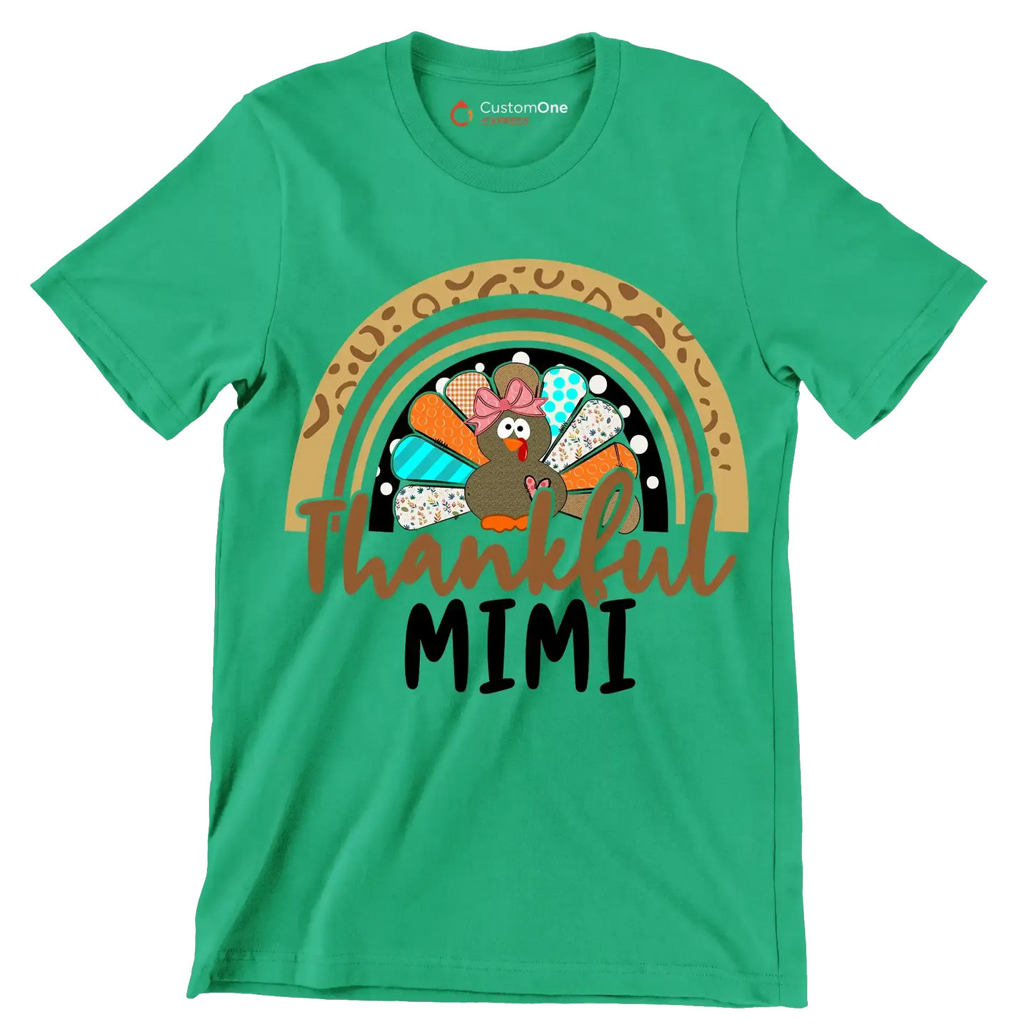 Thankful Mimi - Thanksgiving Themed T-Shirt-Green-S-Custom One Express