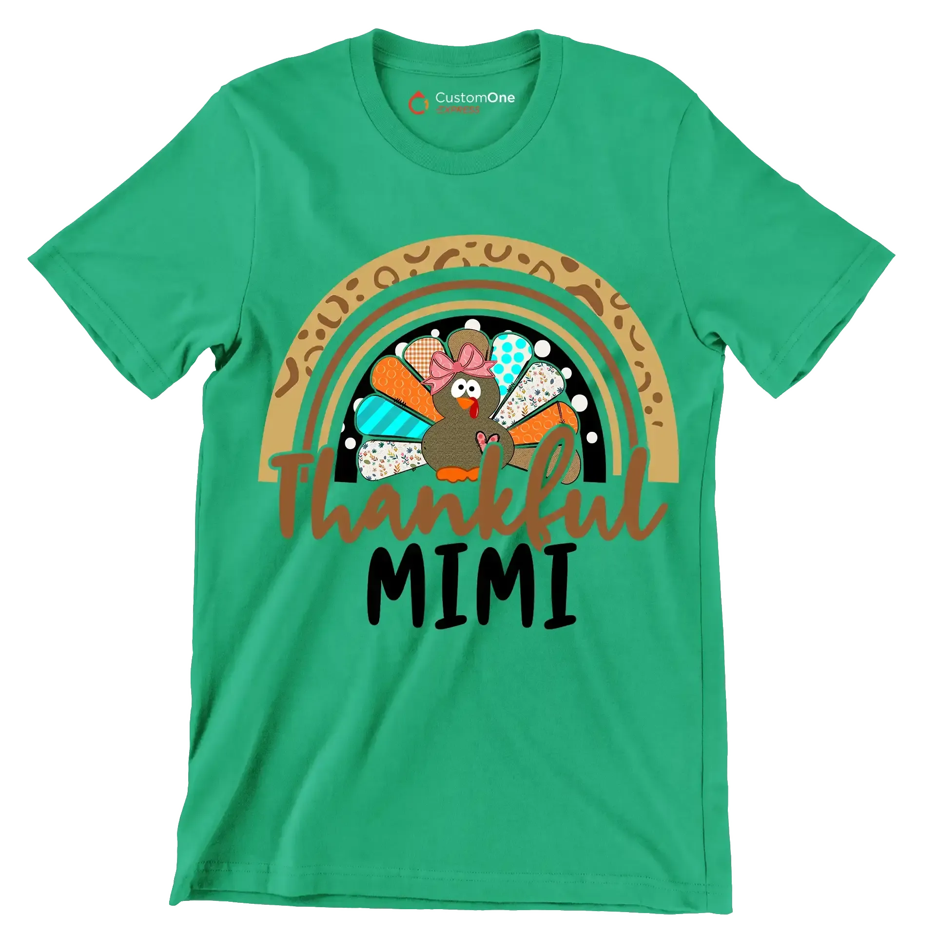Thankful Mimi - Thanksgiving Themed T-Shirt-Green-S-Custom One Express
