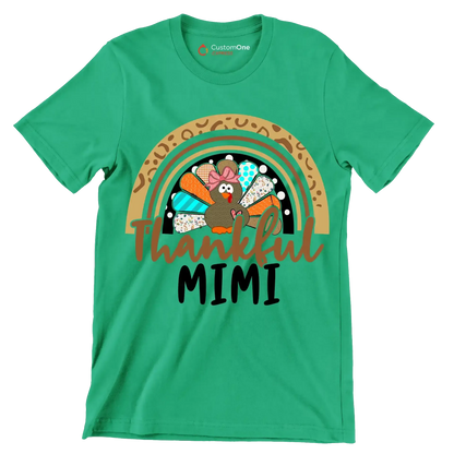 Thankful Mimi - Thanksgiving Themed T-Shirt-Green-S-Custom One Express