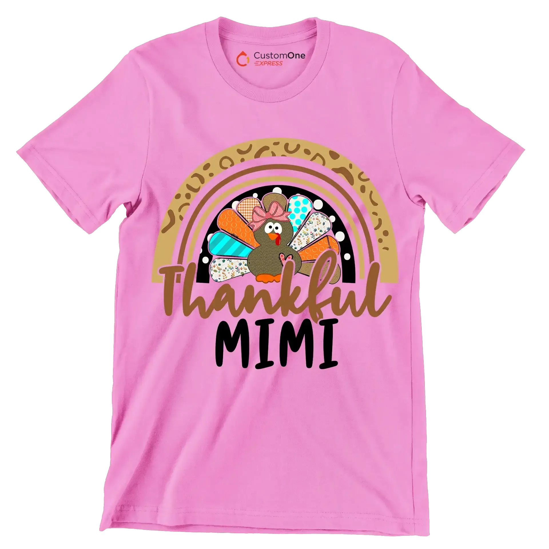 Thankful Mimi - Thanksgiving Themed T-Shirt-Pink-S-Custom One Express