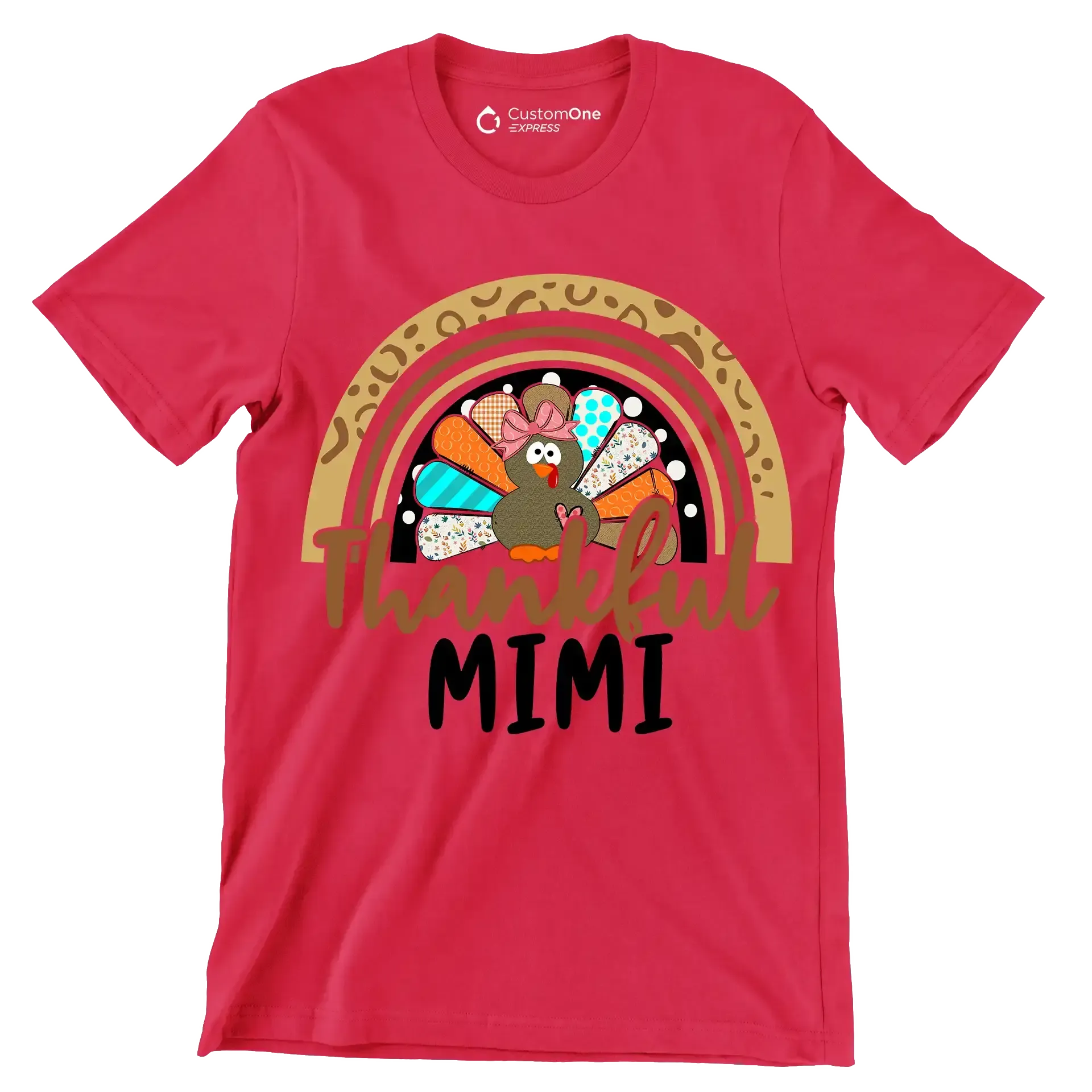 Thankful Mimi - Thanksgiving Themed T-Shirt-Red-S-Custom One Express
