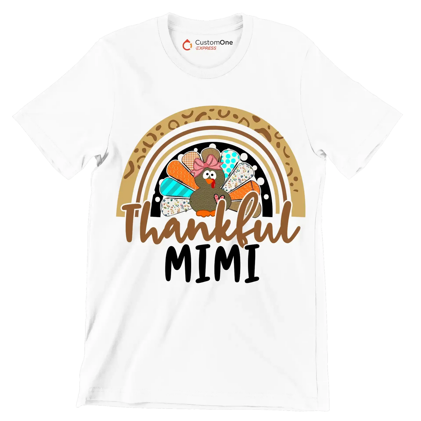 Thankful Mimi - Thanksgiving Themed T-Shirt-White-S-Custom One Express