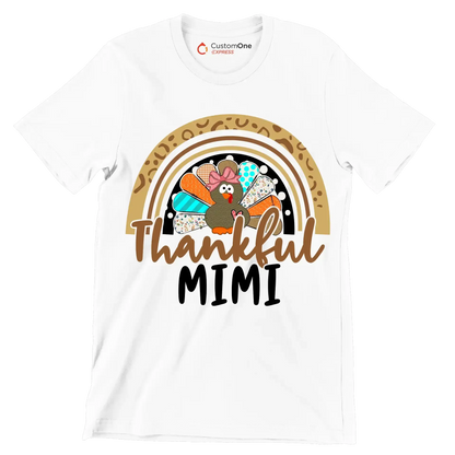 Thankful Mimi - Thanksgiving Themed T-Shirt-White-S-Custom One Express