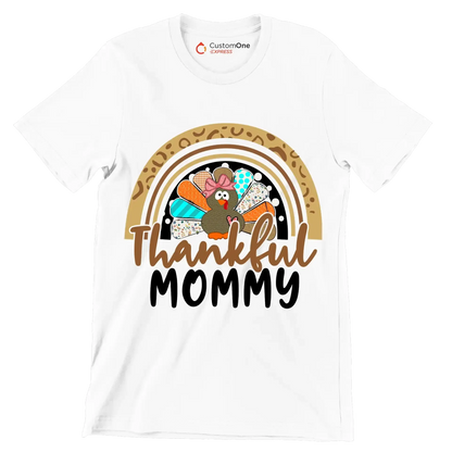 Thankful Mommy - Thanksgiving Themed T-Shirt-White-S-Custom One Express