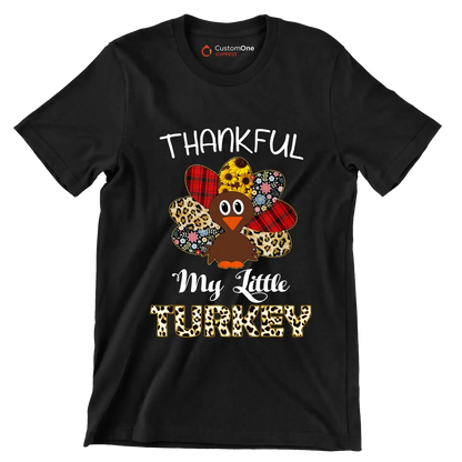 Thankful My Little Turkey - Thanksgiving Themed T-Shirt-Black-S-Custom One Express