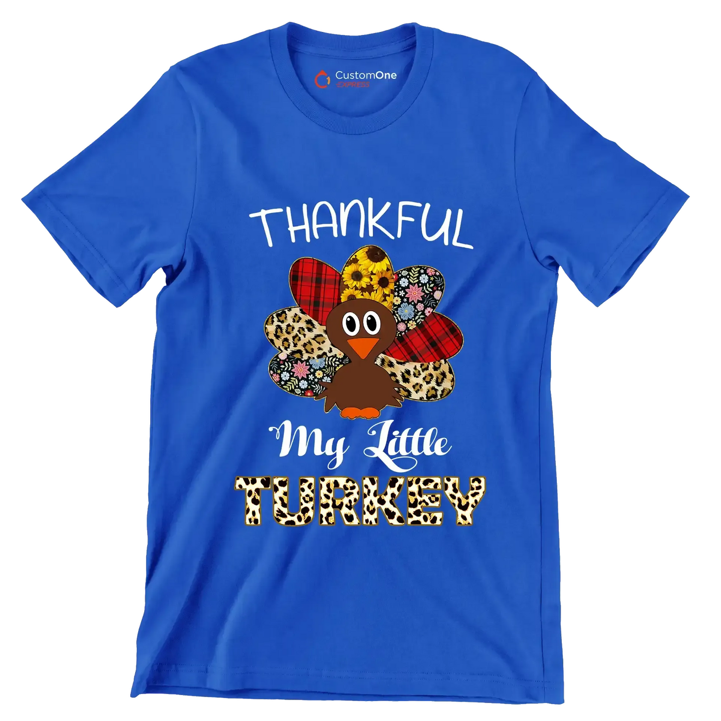 Thankful My Little Turkey - Thanksgiving Themed T-Shirt-Blue-S-Custom One Express