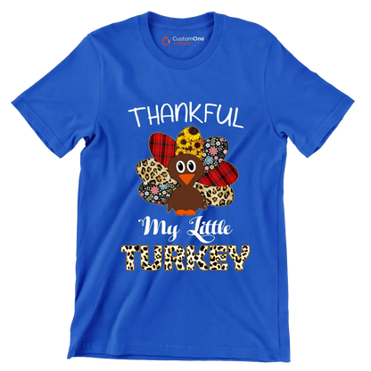 Thankful My Little Turkey - Thanksgiving Themed T-Shirt-Blue-S-Custom One Express