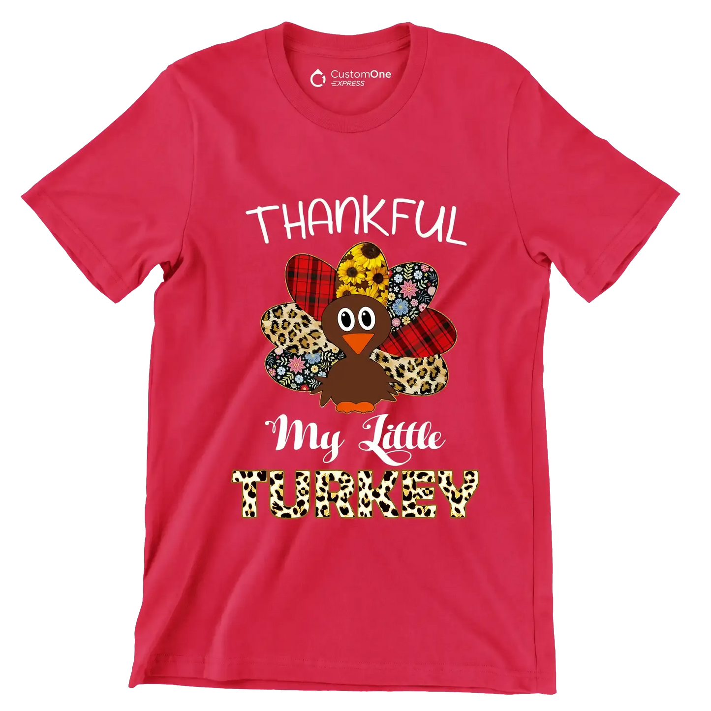 Thankful My Little Turkey - Thanksgiving Themed T-Shirt-Red-S-Custom One Express