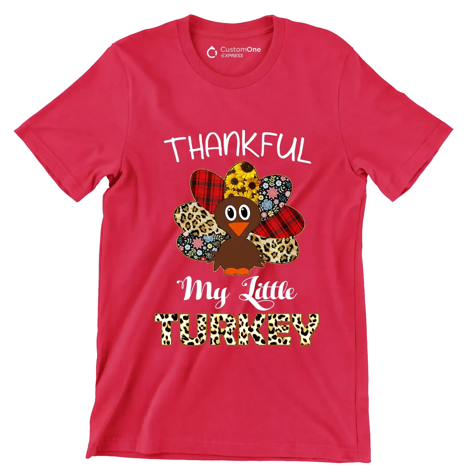 Thankful My Little Turkey - Thanksgiving Themed T-Shirt-Red-S-Custom One Express
