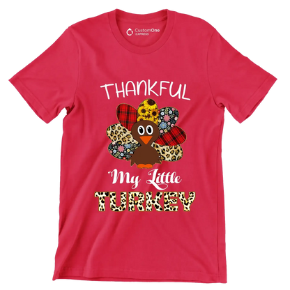 Thankful My Little Turkey - Thanksgiving Themed T-Shirt-Red-S-Custom One Express