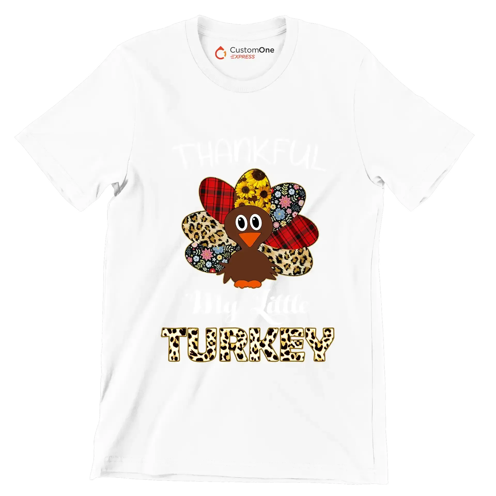 Thankful My Little Turkey - Thanksgiving Themed T-Shirt-White-S-Custom One Express