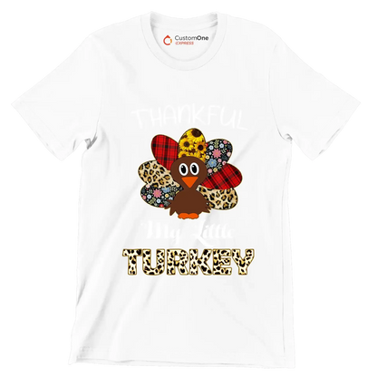 Thankful My Little Turkey - Thanksgiving Themed T-Shirt-White-S-Custom One Express