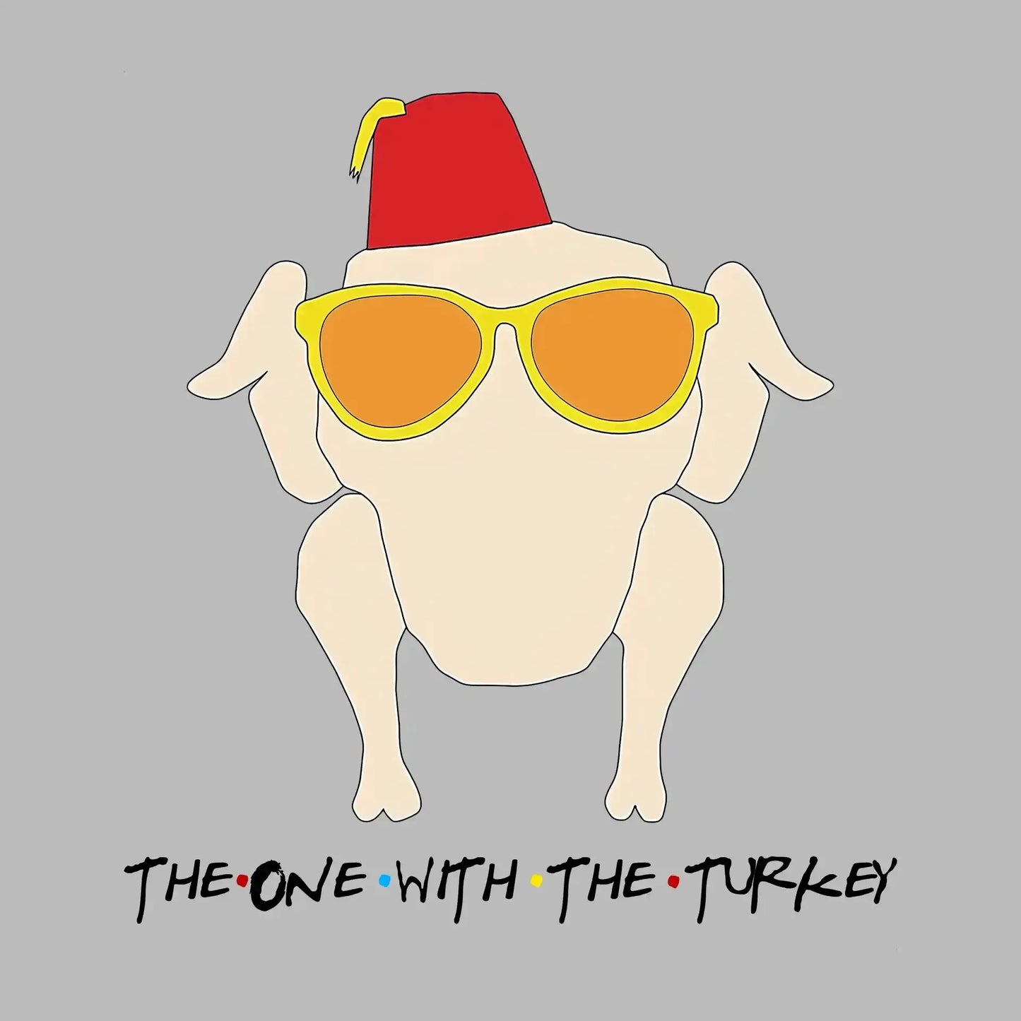 The One With The Turkey - Thanksgiving Themed T-Shirt-Blue-S-Custom One Express