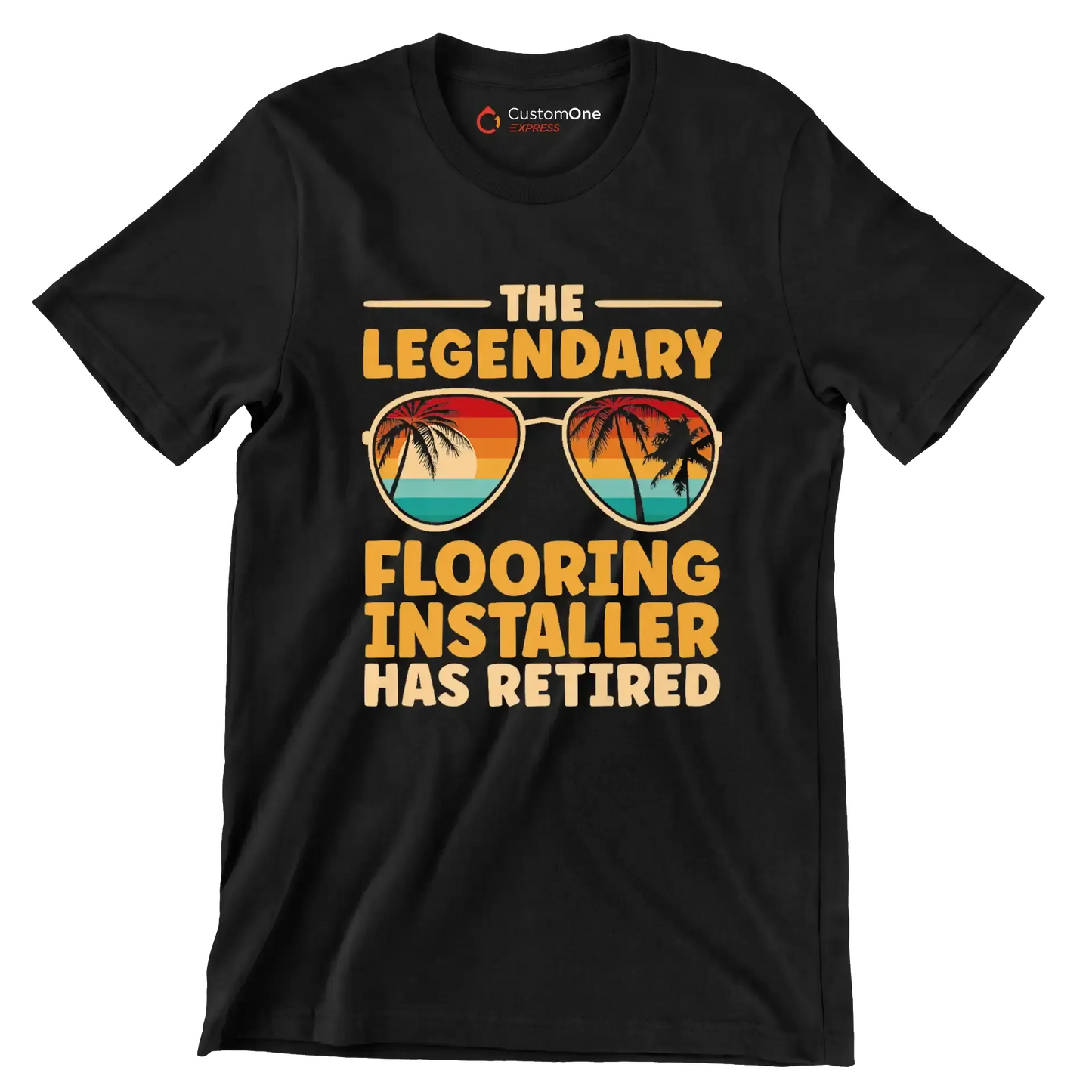 The legendary flooring installer has retired - Retirement Themed T-Shirt-Black-S-Custom One Express