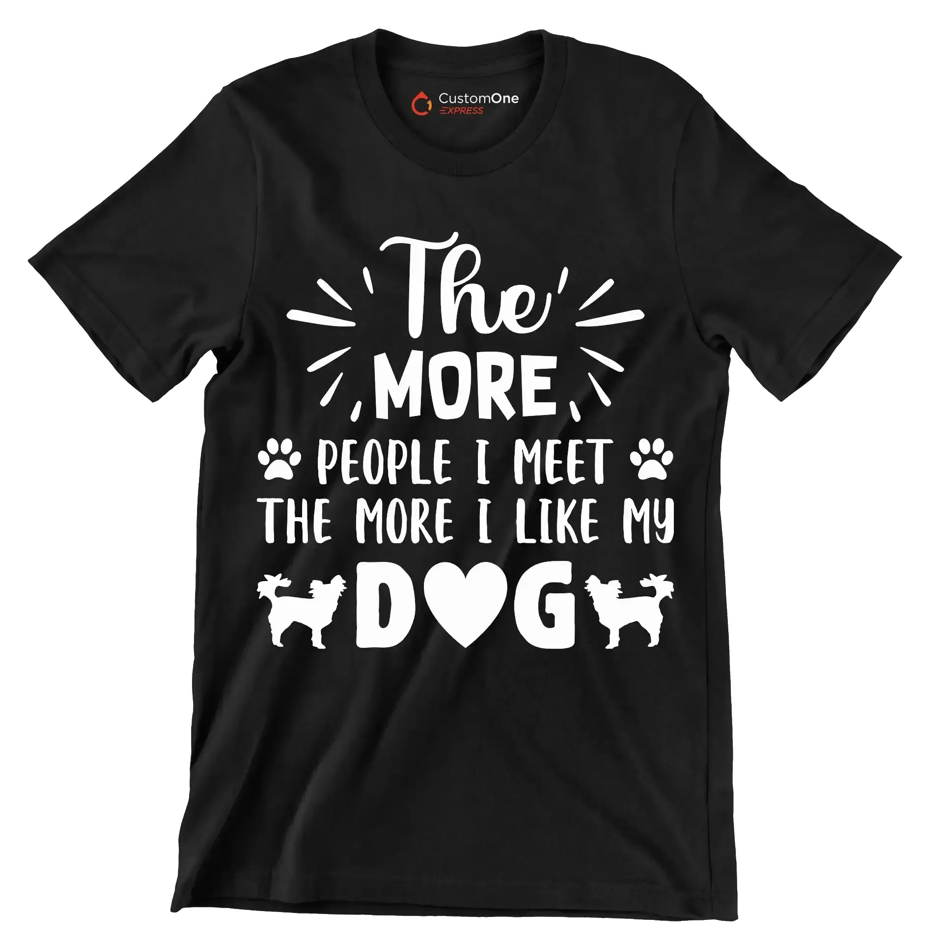 The more people I meet the more I like my dog - Dog Themed T-Shirt-Black-S-Custom One Express