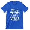 Thick Thighs Lucky Vibes - St. Patrick's Day T-Shirt-Blue-S-Custom One Express