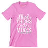 Thick Thighs Lucky Vibes - St. Patrick's Day T-Shirt-Pink-S-Custom One Express