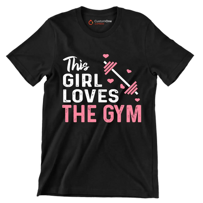 This Girl Loves The Gym - Gym Themed T-Shirt-Black-S-Custom One Express