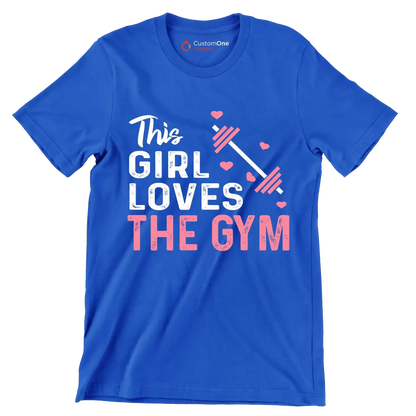 This Girl Loves The Gym - Gym Themed T-Shirt-Blue-S-Custom One Express