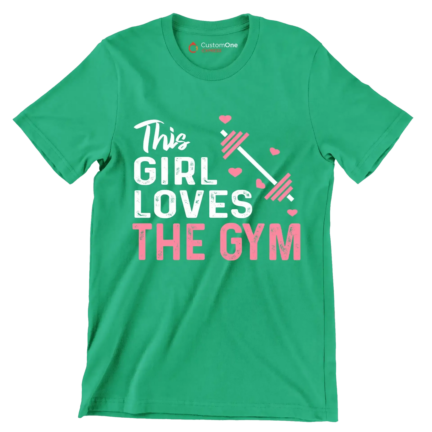This Girl Loves The Gym - Gym Themed T-Shirt-Green-S-Custom One Express