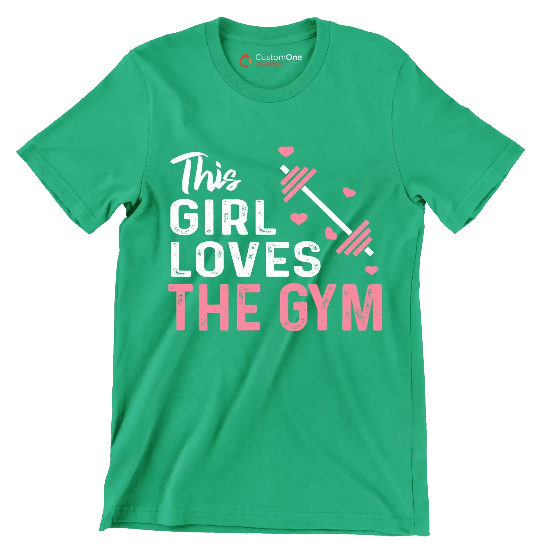 This Girl Loves The Gym - Gym Themed T-Shirt-Green-S-Custom One Express