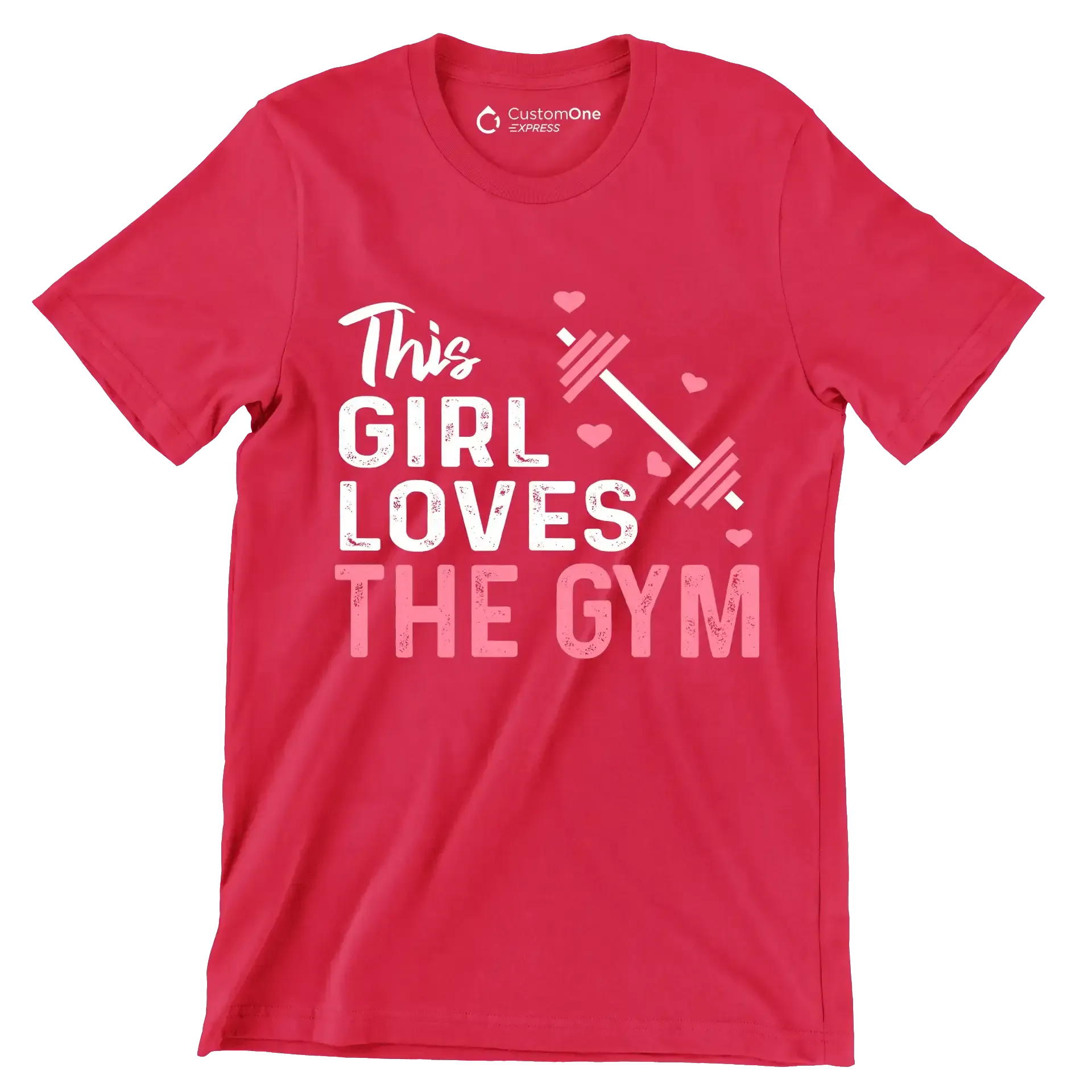 This Girl Loves The Gym - Gym Themed T-Shirt-Red-S-Custom One Express
