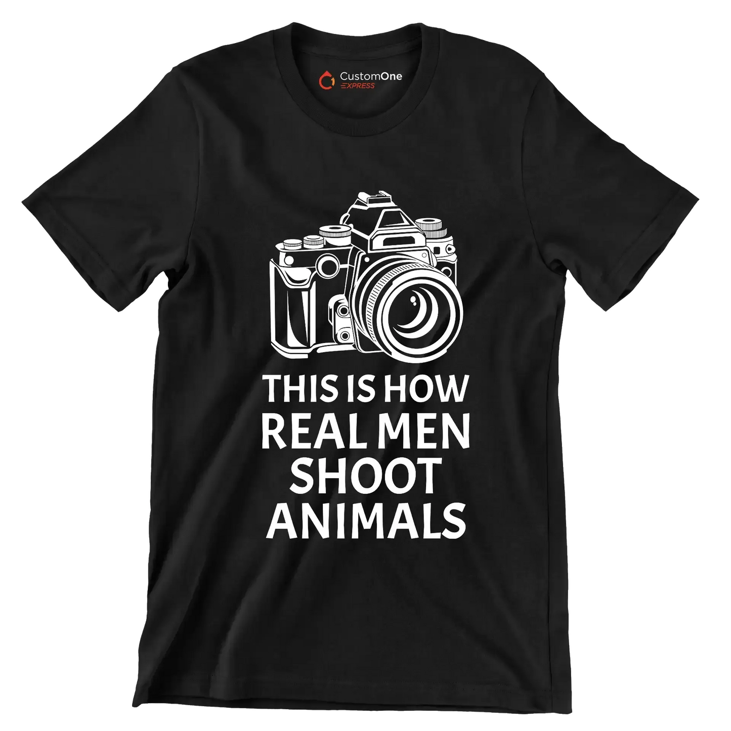 This is how realmen shoot animals - Vegan Themed T-Shirt-Black-S-Custom One Express