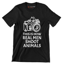 This is how realmen shoot animals - Vegan Themed T-Shirt-Black-S-Custom One Express